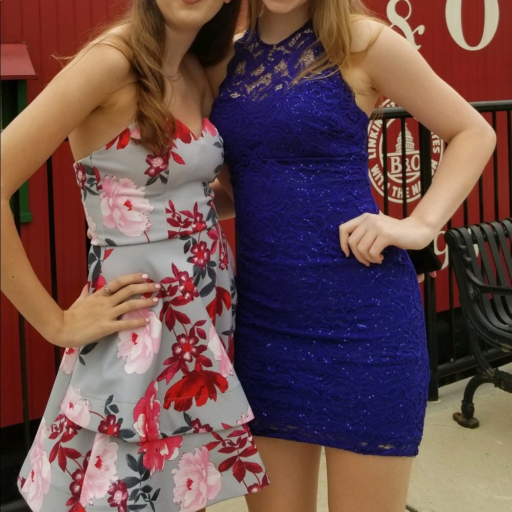 Blue Sequined Bodycon Short Dress; Homecoming